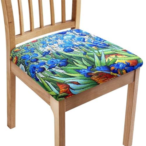 Belidome Van Gogh Irises Repro Stuhl-Sitzbezug, wasserdicht, Esszimmer-Sitzschutz von Belidome