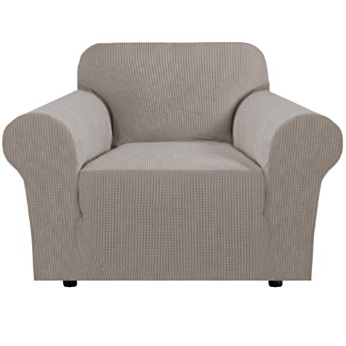 BellaHills Stretch-Möbelbezug, stilvoll, mit Jacquqard-Twill-Stoff, hoher Spandex, Lycra-Schonbezug, maschinenwaschbar, rutschfest, Taupe, 1 Seater (81-122cm) von BellaHills