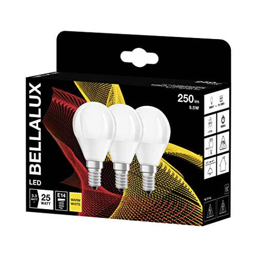 BELLALUX LED-Lampe, Sockel E14, Warmweiß (2700K), Matt, Tropfenform, Ersatz für herkömmliche 25W-Glühbirne, 3-Pack von Bellalux