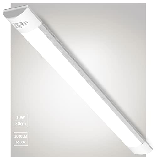 Bellanny 30cm LED Deckenleucht Röhre Licht, 10W 1200LM Leuchtstoffröhre, 6500K Kaltweiß Feuchtraumleuchte LED, 130° Abstrahlwinkel LED Lichtleiste für Badzimmer Wohnzimmer Küche Werkstatt von Bellanny