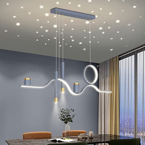 Bellastein Neu Entwurf sternenklarer Himmel Pendelleuchte LED Esstisch Hängelampe Höhenverstellbar Fernbedienung Deckenleuchte für Esszimmer Wohnzimmer Bürolampe (Grau) von Bellastein