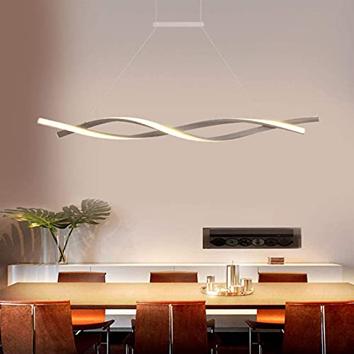 Esstisch Lampen LED Pendelleuchte, Modern Dimmbar Hängeleuchte Höhenverstellbar Esszimmer Küchenlampe mit Fernbedienung Decke Lampe Acryl-schirm Kronleuchter für Büro Bar Dekor Lampen (80cm, Grau) von Bellastein