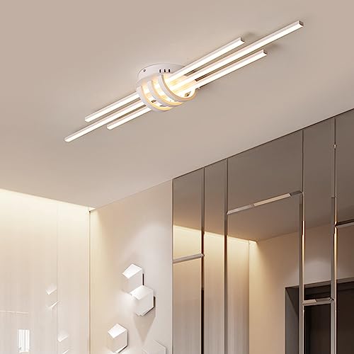 LED Deckenlampe Modern Linie Design Flurlampe Dimmbar mit Fernbedienung Wohnzimmer Deckenleuchte für Schlafzimmer Wohnzimmer Flur Küche Büro (Weiß, L110cm) von Bellastein