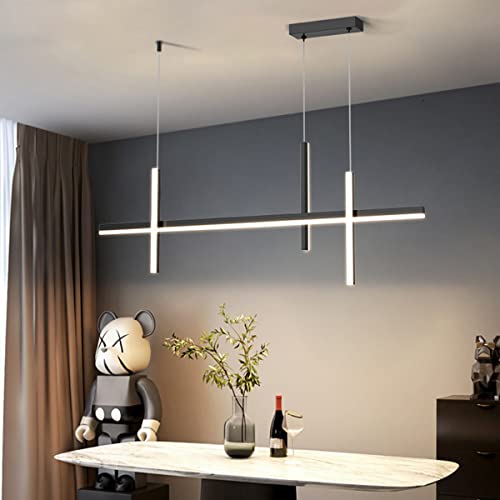 LED Pendelleuchte Esstisch Hängelampe Dimmbar Kreativ Design Hängeleuchte Küche Modern Deckenleuchte Esstischlampe Küchenlampe Pendellampe für Esszimmer Büro Wohnzimmer Arbeitszimmer (Schwarz, L100cm) von Bellastein