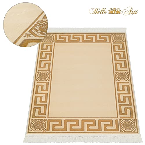 Belle Arti Premium Mäander Teppich aus 100% Viskose im Meander Design Carpet Größen 641 (beige, 100 x 140 cm) von Belle Arti
