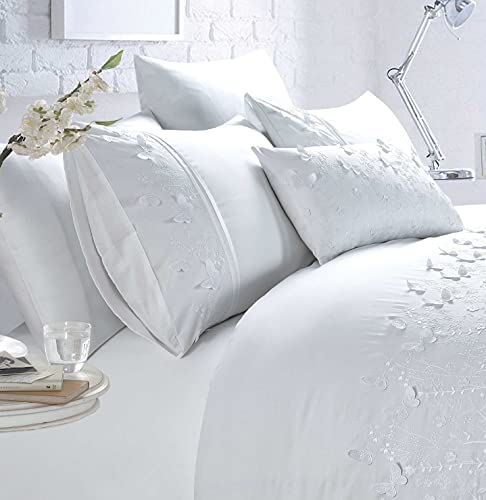 Belle Maison Papillion Bettbezug-Set mit Schmetterlingsmotiv, Weiß von Belle Maison