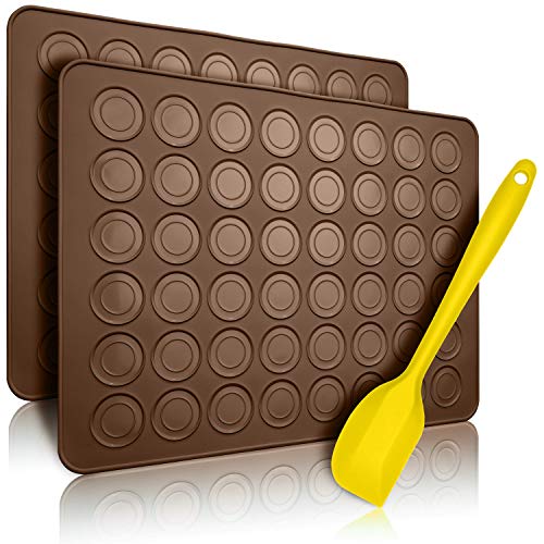 Belmalia 2x Macarons Backmatte aus Silikon für perfekte Makronen | Antihaft Silikonform mit Teigschaber | Braun von Belmalia