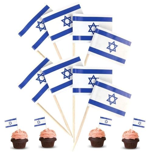 Bemvp Israel-Flagge, Lebensmittel-zahnstocher, Israel-Cocktail-Stick, Mini-nationsflagge, Lebensmittel-Stick, Party-zubehör Für Kuchendekorationen, Sandwich-Obst von Bemvp