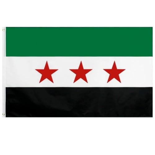 Bemvp Syrien-Flagge, 90 X 150 cm, Polyester, Syrische Arabische Republik, DREI-Sterne-Flagge, Lebendige Farben, Syrisches Outdoor-Banner Für Festival-Party-Dekoration von Bemvp