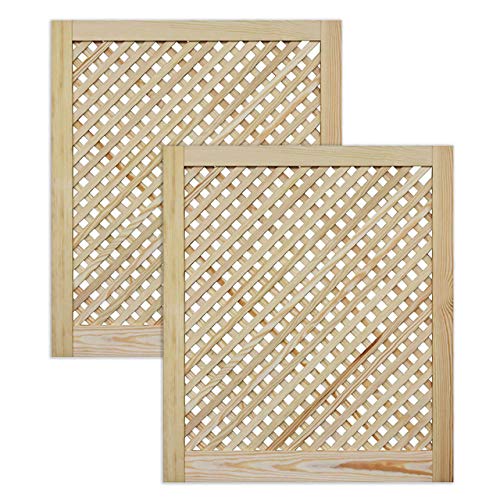 Gittertür Holztür natur 69 x 59,4 cm Schranktür Raumteiler Schiebetür für Regale, Schränke, Möbel | Kiefer Holz unbehandelt | Doppel-Paket 2-er Pack von ben+camilla.com