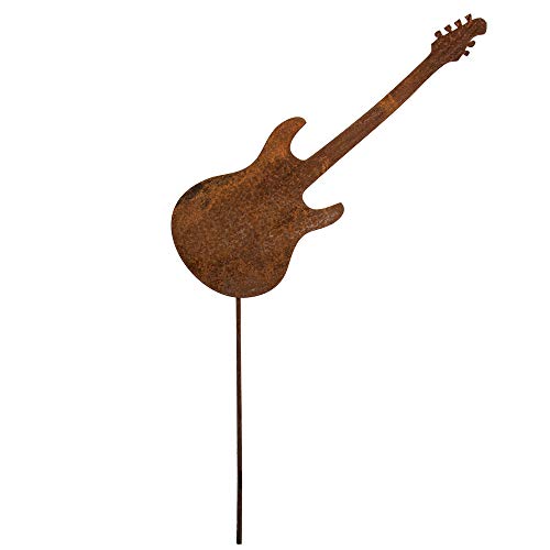 Bentatec Gartenstecker Edelrost Gitarre 40cm x 40cm mit Metallstab mit Metallstab Gartenschild Gartendekoration Dekoratives Element von Bentatec