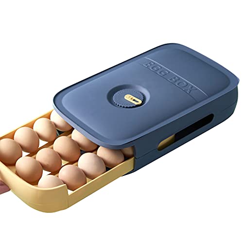 Beowanzk Eierbox 21 Eier,Eier Aufbewahrungsbox Kunststoff,Eierbehälter für Kühlschrank,Eier Aufbewahrung Eierschachtel,Eierkorb Eieraufbewahrungsbox Küche Eierhalter Eierdose Organizer(Blau) von Beowanzk