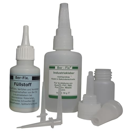 Ber-Fix Füllstoff Set L Schweißnaht Kleber aus Berlin aus 50g Industriekleber und 60g Granulat 2k Kleber extra stark Metall Kunststoff PVC ABS PLA von Ber-Fix