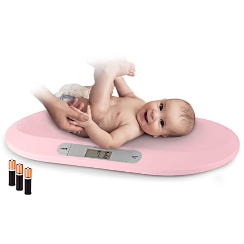 BERDSEN Babywaage Gewicht, Präzise, bis zu 20 kg, Messwertspeicher, Stabil, Sicher, Inklusive Batterien, Kg/Lb/Oz, Farbe Rosa von Berdsen