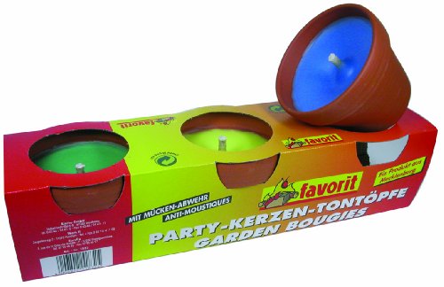 favorit 1832 Partykerzen im Tontopf, 3-er Pack von Berger