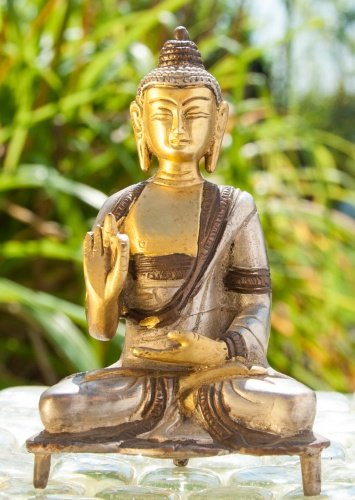 Kanakamuni Buddha sitzend ca. 13 cm 3 farbig, Messing Neue Artikel von Berk