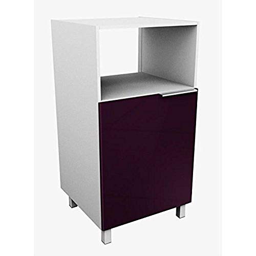 Berlioz Creations CD6MA Halbsäulenschrank für Mikrowelle, in auberginefarbenem Hochglanz, 60 x 60 x 118 cm, 100 Prozent französische Herstellung von Berlioz Créations