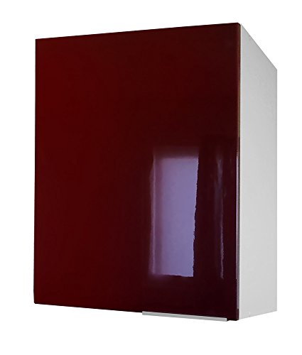 Berlioz Creations CP6HD Hängeschrank für Küche mit Tür in bordeauxfarbenem Hochglanz, 60 x 34 x 70 cm, 100 Prozent französische Herstellung von Berlioz Créations