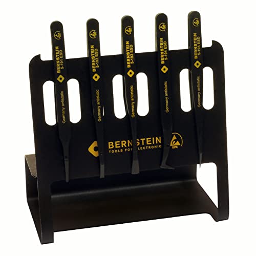 Bernstein Werkzeug ESD/EGB-Pinzetten im leitfähigen Ständer, 5-teiliger Satz, 5-090 von Bernstein Tools for Electronics