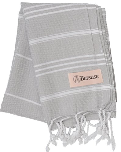 Bersuse 100% Baumwolle - Anatolia Türkisches Handtuch Geschirrtuch - Silber-Grau von Bersuse