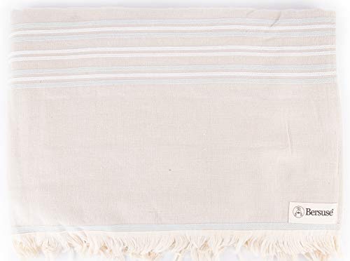 Bersuse 100% Baumwolle - Lagos Türkisches Handtuch - Pestemal Frottee Handtuch - 90x170 cm,Steel Grey von Bersuse