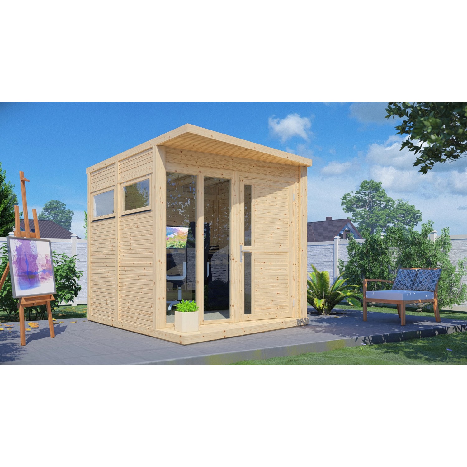 Bertilo Gartenhaus Concept Office 297 cm x 234 cm Natur FSC® von Bertilo