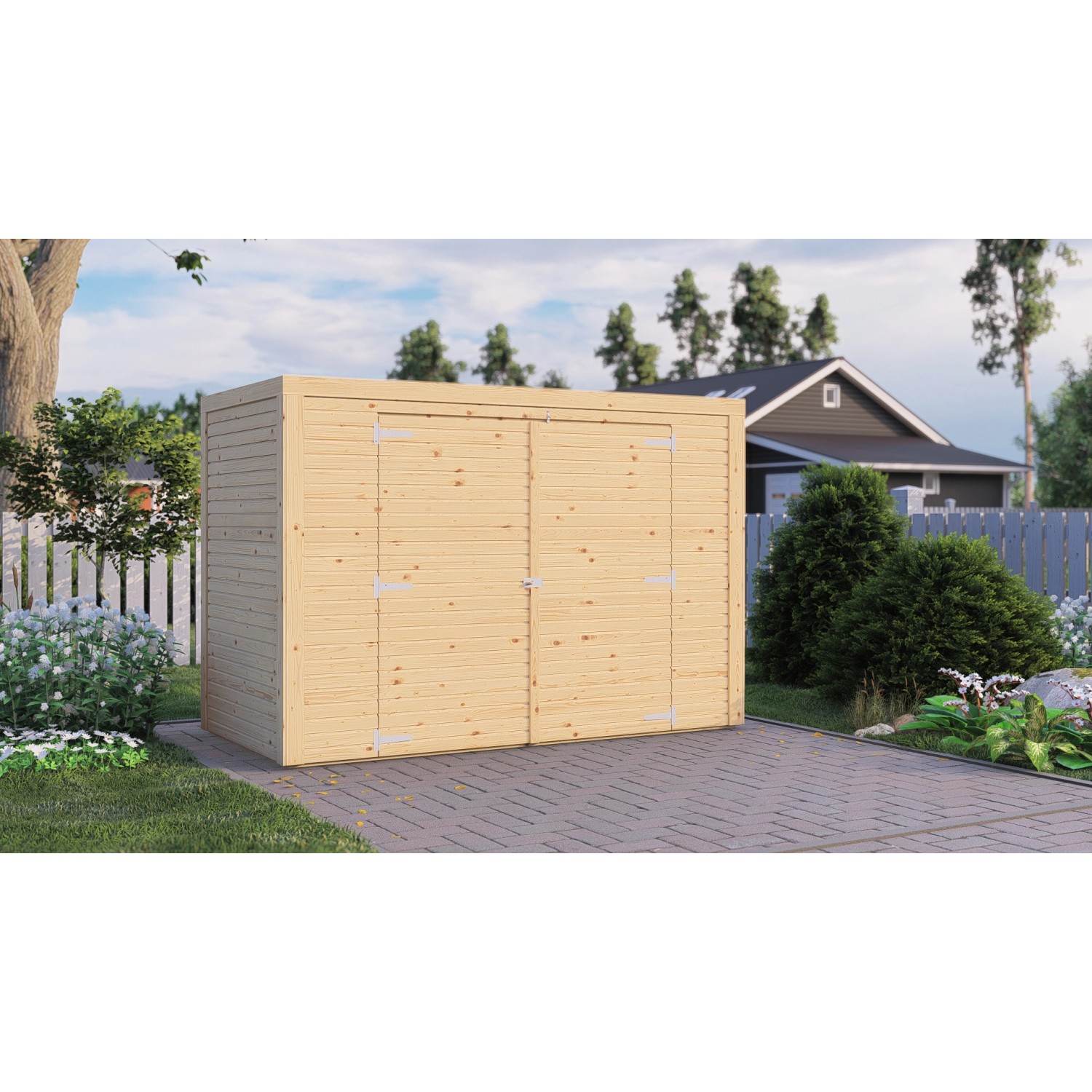 Bertilo Gartenschrank Box Bike 103 cm x 207 cm Natur FSC® von Bertilo