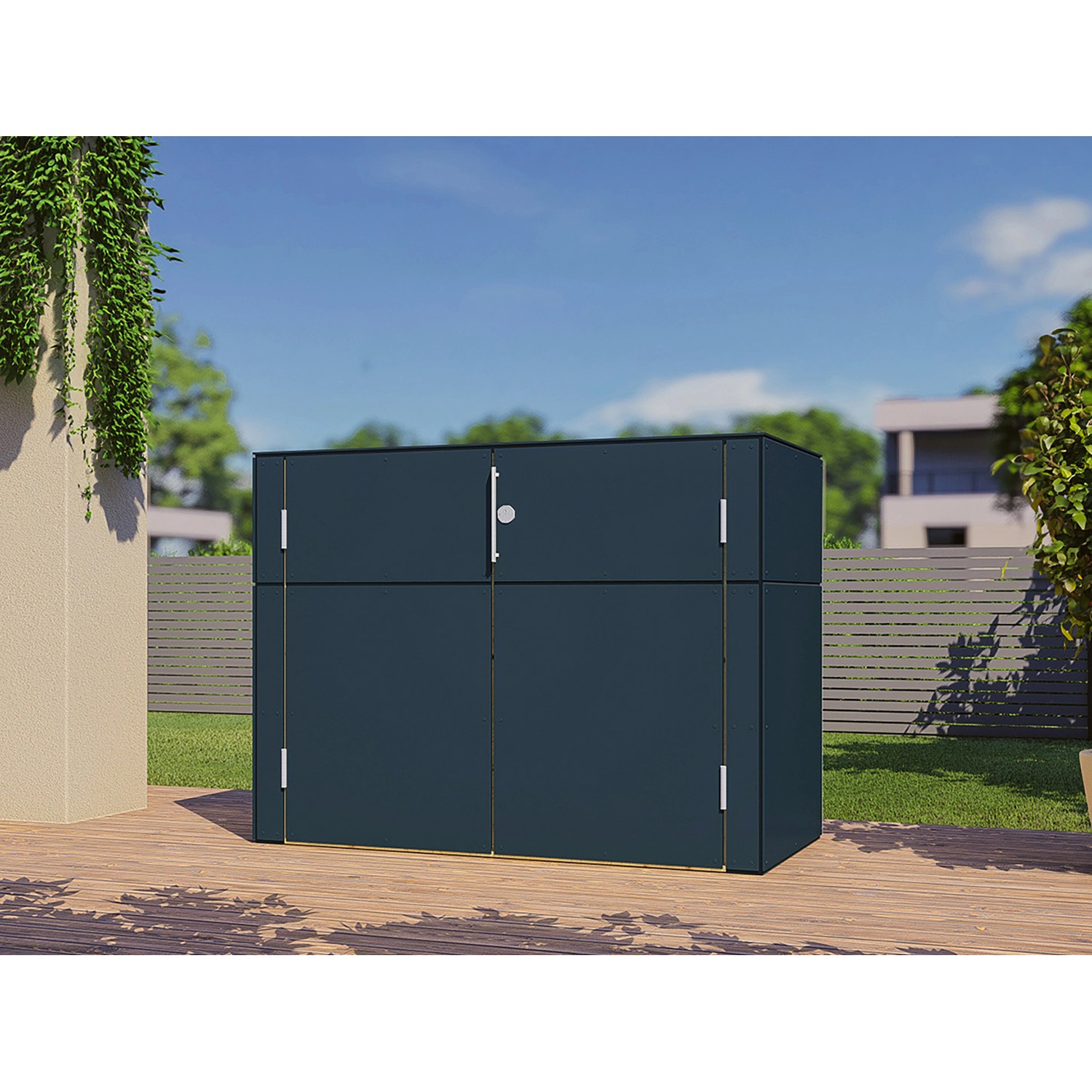 Bertilo Gartenschrank HPL Sideboard 155 cm x 75 cm x 116 cm Anthrazit FSC® von Bertilo