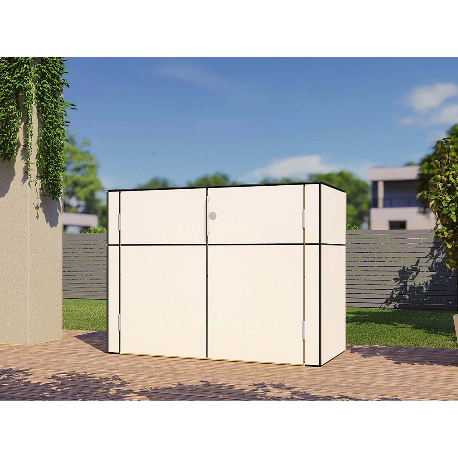 Bertilo Gartenschrank HPL Sideboard 155 cm x 75 cm x 116 cm Weiß FSC® von Bertilo