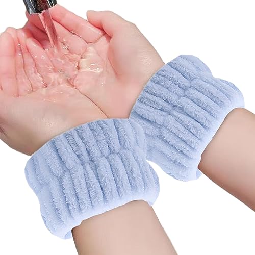 Besreey Handgelenk-Spa-Waschband | 2 Stück Coral Fleece Spa-Armbänder saugfähig,Elastische Spa-Armbänder, Haargummis für Frauen, Flauschige Handgelenkhandtücher zum Waschen des Gesichts, für Übungen von Besreey