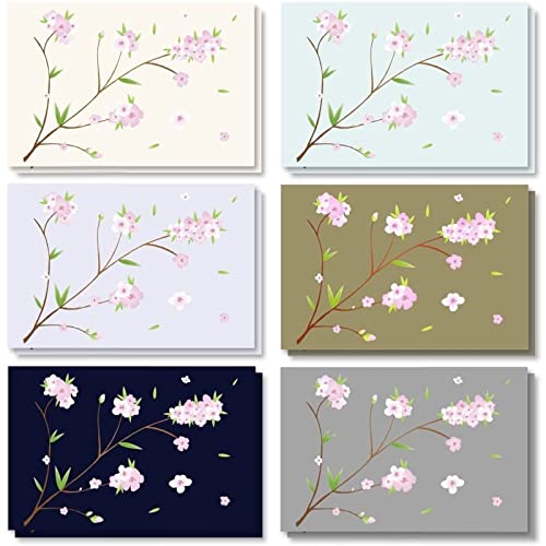 Rosa Kirschblüten-Grußkarten und Umschläge, 6 Farben, 10,2 x 15,2 cm, 120 Stück von Best Paper Greetings