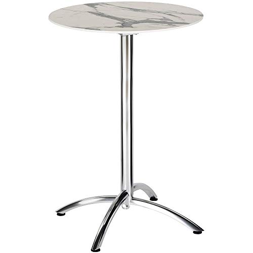 Best Firenze 70 cm rund Silber/Marmor Stehtisch, Gartentisch, Bistrotisch, Partytisch, Aluminium von BEST