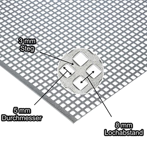 Lochblech Stahl Verzinkt QG 5-8 1,5 mm stark Individueller Zuschnitt nach Maß (1000 mm x 500 mm) von Bestell_dein_blech