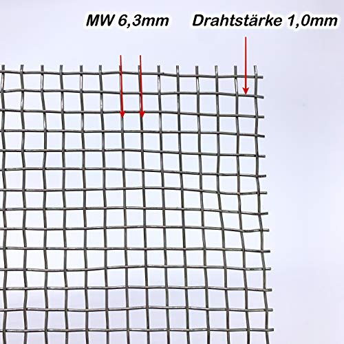 Edelstahl Drahtgewebe Gitter 6,3mm Maschenweite Edelstahl 1,0mm dick Wunschzuschnitt (500mm x 200mm) von Bestell_dein_lochblech