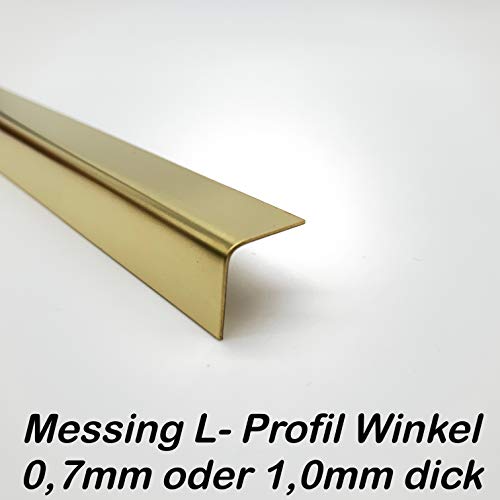 Messing Winkelprofil mit Schutzfolie 0,7mm dick RV3-5 L- Profil Größe nach Maß (500mm, 15mm x 15mm) von Bestell_dein_lochblech