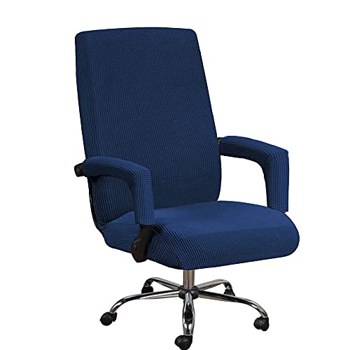 Bestenrose Bürostuhl Bezug Bürostuhlabdeckung für Die Sitzfläche Elastische Stuhlhussen mit Armlehne Hussen Bezüge Elastische Waschbar Stuhlhussen Set für Bürostuhl Computerstuhl (X-Large, Blau) von Bestenrose