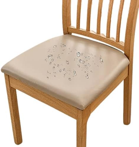 Bestenrose Stuhlbezug 4er Set Sitzfläche stuhlhussen wasserdicht Stretch PU Leder Bezug für Stühle Sitzbezüge für Esszimmerstühle Abwaschbar Schonbezug Stuhl Hussen für Stühle von Bestenrose
