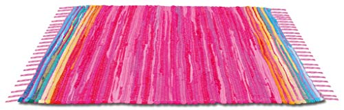 Bestlivings Flickenteppich 60 x 90 cm aus handgewebter Baumwolle in Pink - Rosa, viele Variationen von Bestlivings