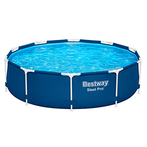 Bestway Steel Pro Frame Pool Set mit Filterpumpe Ø 305 x 76 cm, dunkelblau, rund von Bestway