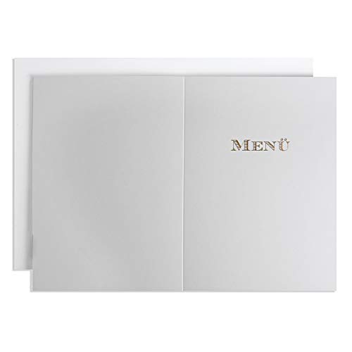 Betterpress® Menükarten mit Prägung Gold, 10 Stück, offen im Format DIN A4, geklappt im Format DIN A5, für Hochzeiten und andere Feste (Chevalier, Papier) von Betterpress