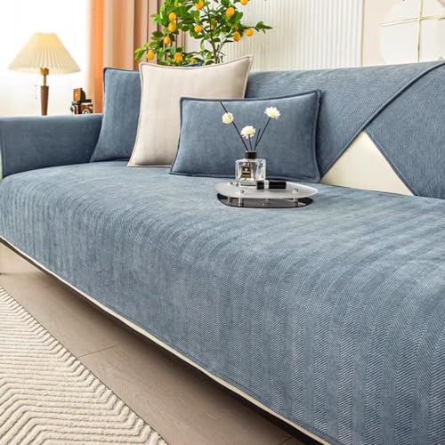 Sofabezug Ecksofa L Form, Couch Überzug U Form, 1 2 3 4 Sitzer Sofa Überzug us Chenille-Stoff mit Fischgrätenmuster, Sofaüberwurf Sofaschoner rutschfest, Pets Dog Sofa Überwurf Sofaschutz von Bettschlange