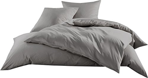 Mako-Satin Baumwollsatin Bettwäsche Uni einfarbig zum Kombinieren (Bettbezug 155 cm x 200 cm, Dunkelgrau) viele Farben & Größen von Bettwaesche-mit-Stil