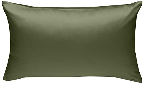 Mako-Satin Baumwollsatin Bettwäsche Uni einfarbig zum Kombinieren (Kissenbezug 40 cm x 60 cm, Dunkelgrün) viele Farben & Größen von Bettwaesche-mit-Stil
