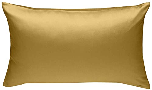 Mako-Satin Baumwollsatin Bettwäsche Uni einfarbig zum Kombinieren (Kissenbezug 40 cm x 60 cm, Gold) viele Farben & Größen von Bettwaesche-mit-Stil