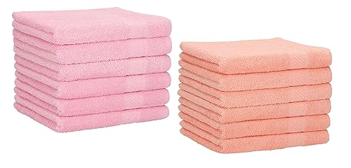 Betz 12 Stück Gästehandtücher Gästehandtuch Palermo 100% Baumwolle Größe 30x50 cm Handtuch Gästetücher Set Farbe rosé und apricot von Betz