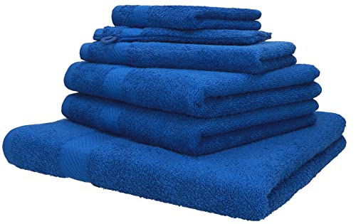 Betz 6-TLG. Handtuch-Set Palermo 100% Baumwolle 1 Liegetuch 2 Handtücher 1 Gästetuch 1 Waschhandschuh 1 Seiftuch Farbe blau von Betz