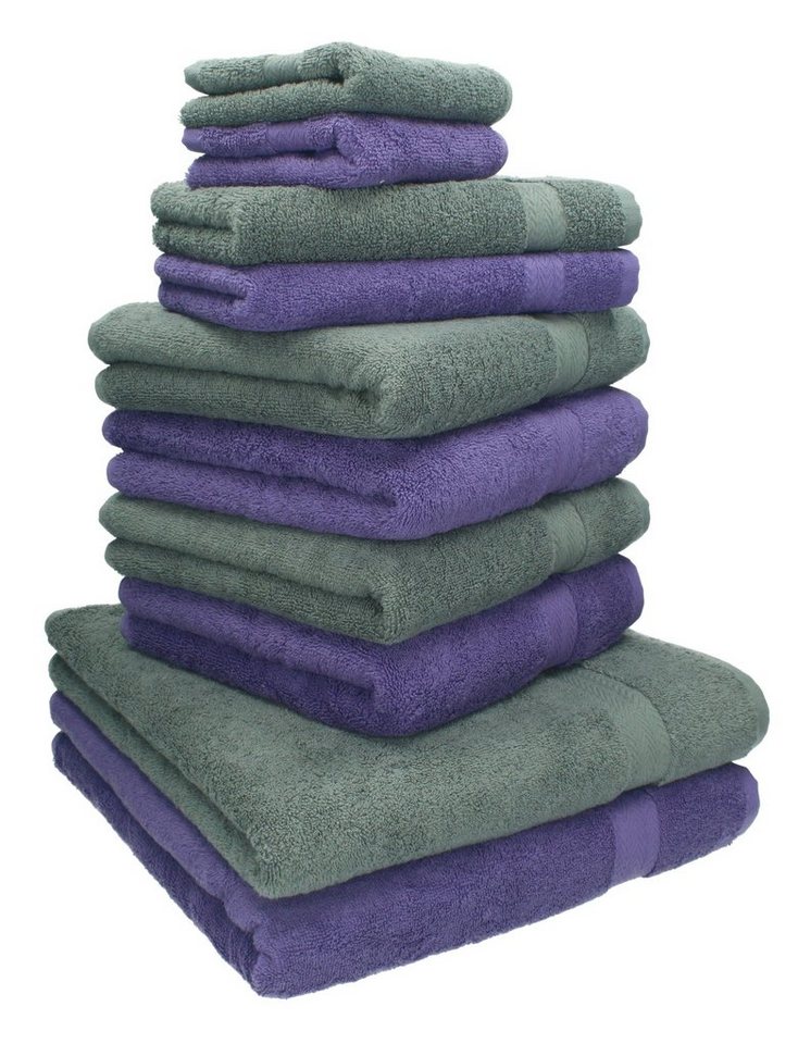 Betz Handtuch Set 10-TLG. Handtuch-Set Classic Farbe lila und anthrazit, 100% Baumwolle von Betz