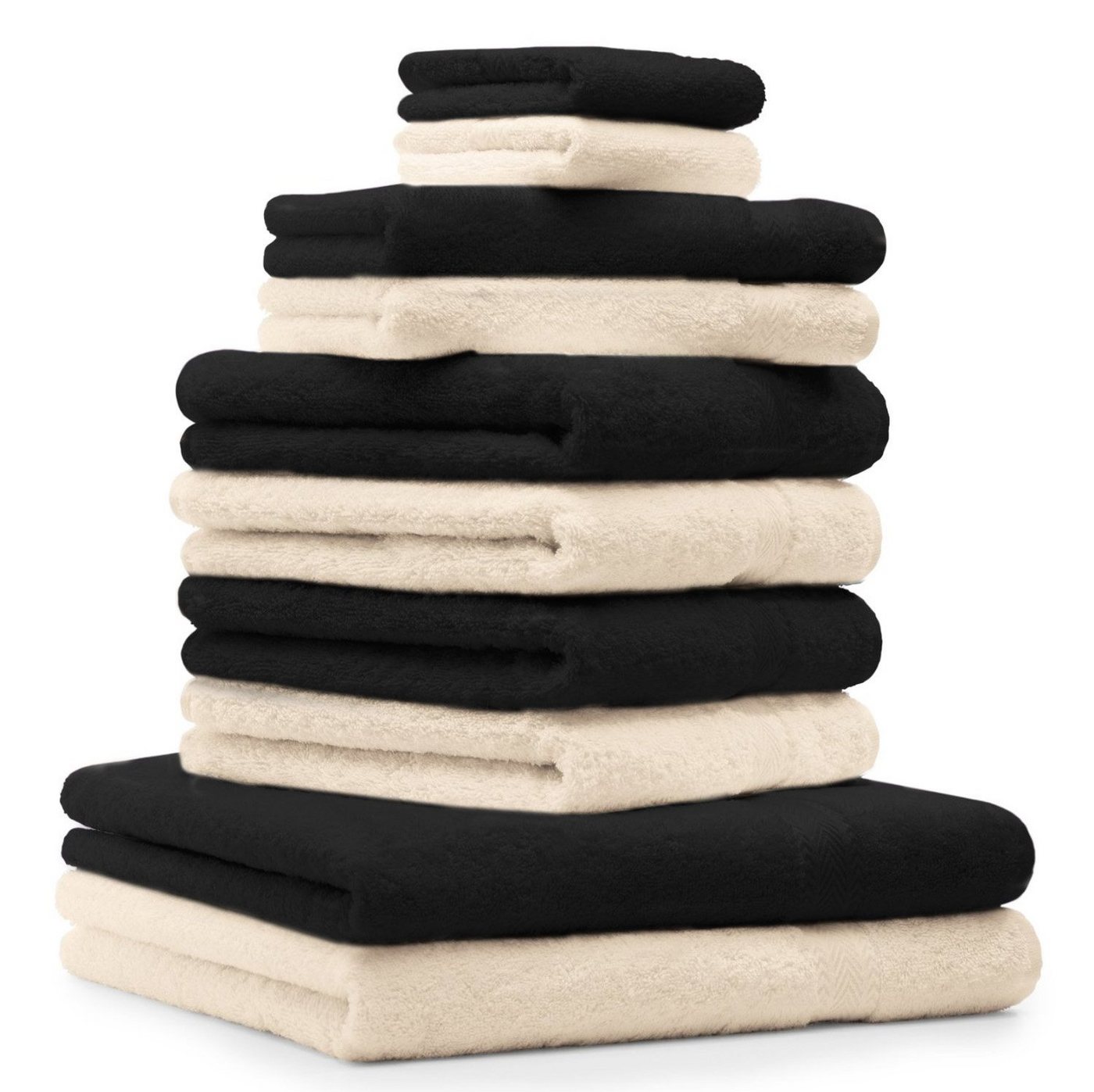 Betz Handtuch Set 10-TLG. Handtuch-Set Classic Farbe beige und schwarz, 100% Baumwolle von Betz