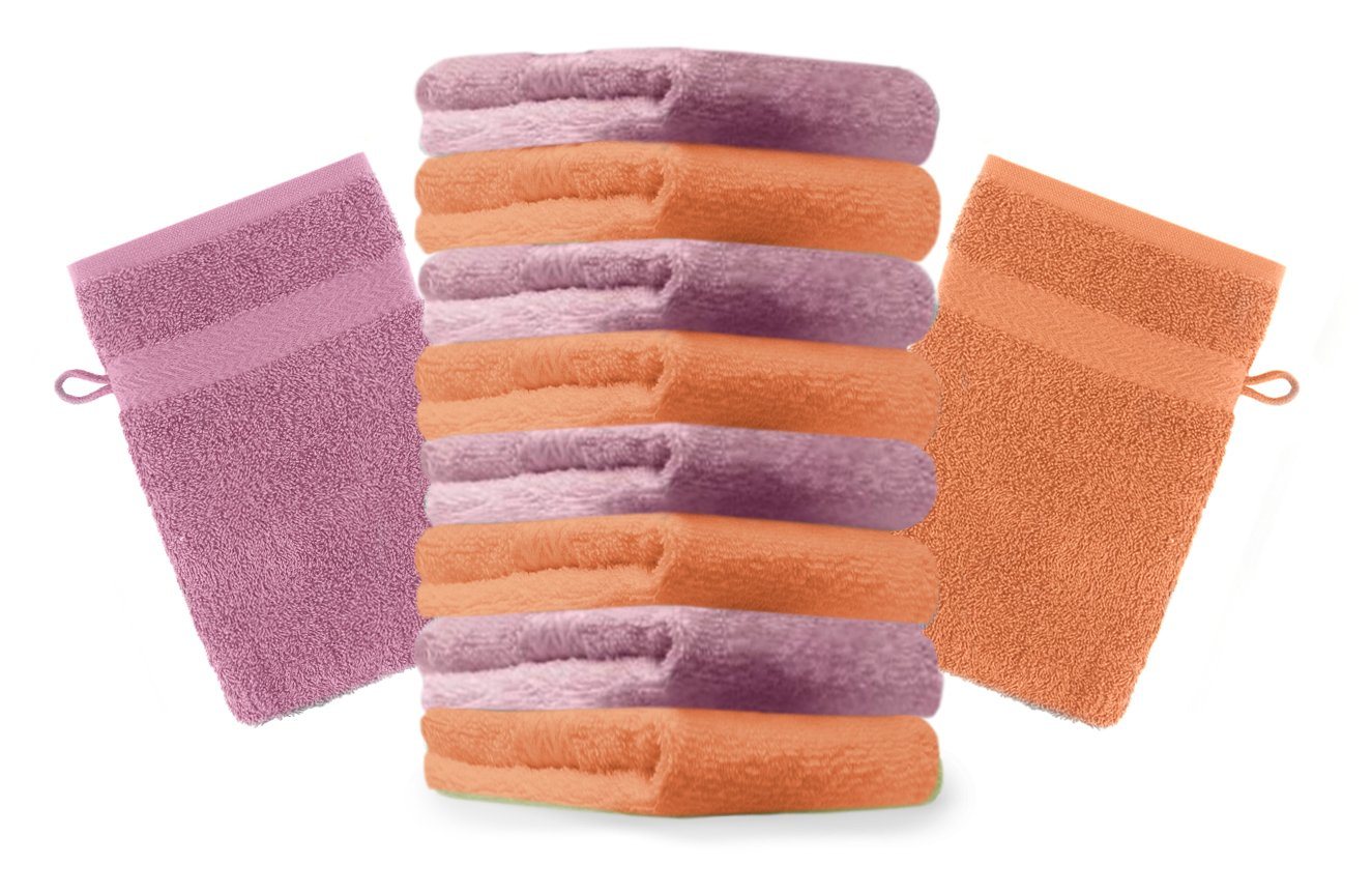 Betz Waschhandschuh 10 Stück Waschhandschuhe Premium 100% Baumwolle Waschlappen Set 16x21 cm Farbe orange und Altrosa von Betz