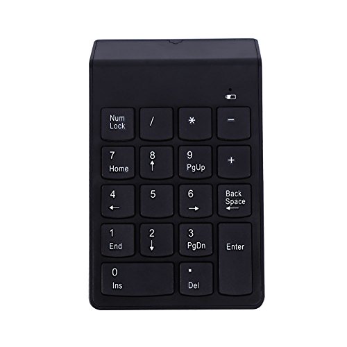 Bewinner 2.4G Kabellose Zehnertastatur 18 Tasten Ultraflache Numerischer Ziffernblock/Keypad mit -USB-Empfänger Automatischer Energiesparmodus für Laptop, Notebook, Desktop-PC von Bewinner